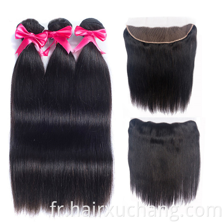 Extensions de cheveux indiens crus en gros Roir 9a Grade 100% Bundles de cheveux humains avec fermeture frontale en dentelle